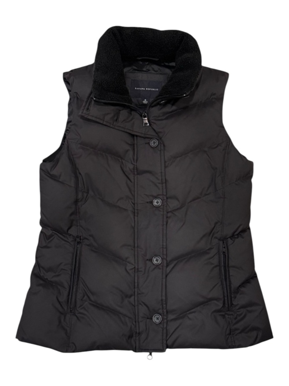 Banana Republic Black Puffer Vest Sz Small Down/Feather-filled EUC